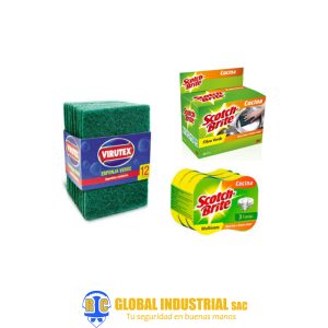 Esponja Verde Pack x 3, 12, 18 UND - MARCA VIRUTEX & SCOTCH BRITE