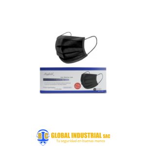 Mascarilla Quirúrgica 3 pliegues Color Negro Caja x 50 und - MARCA MAYFIELD