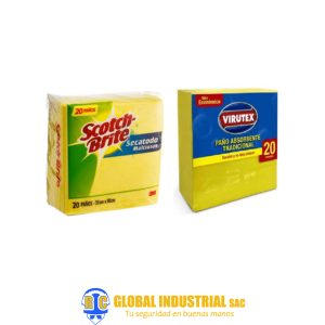 Paños Absorbentes Amarillos Pack x 20 UND - MARCA SCOTCH BRITE & VIRUTEX