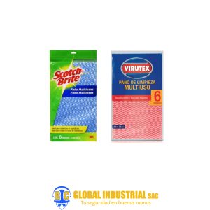 Paños de Limpieza MULTIUSO Pack x 6 UND - MARCA SCOTCH BRITE & VIRUTEX
